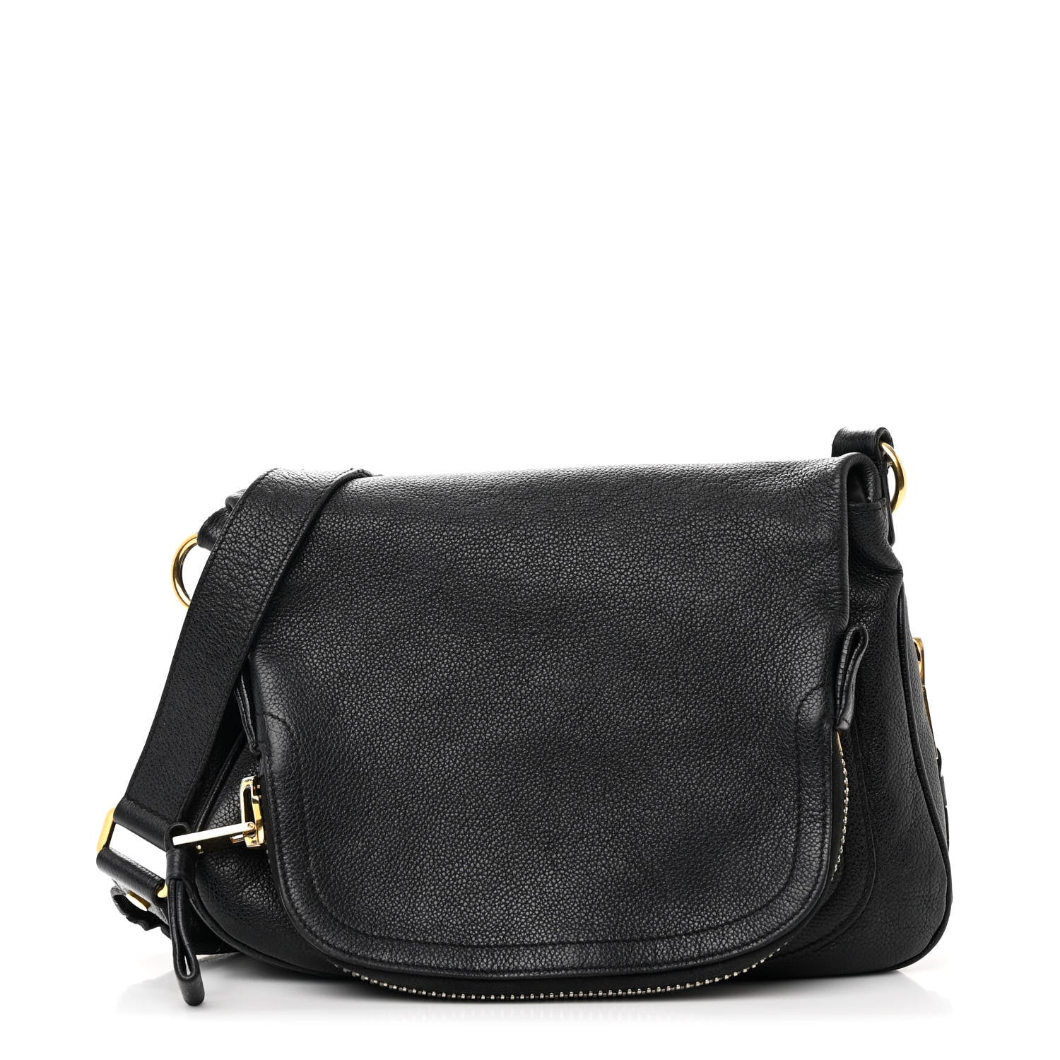Grained Calfskin Medium Jennifer Crossbody Bag Black