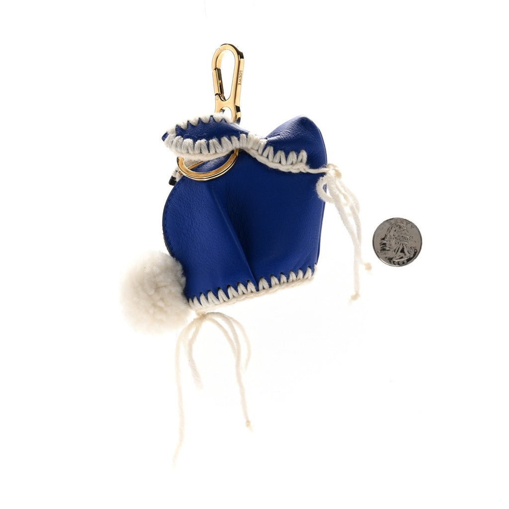 Calfskin Crochet Trip Bunny Charm Electric Blue