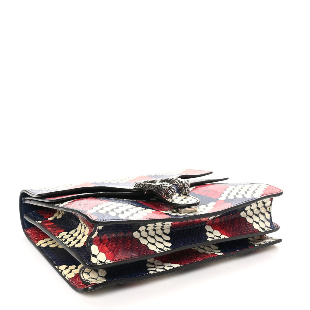 Snakeskin Cubic Medium Dionysus Shoulder Bag Red White Blue