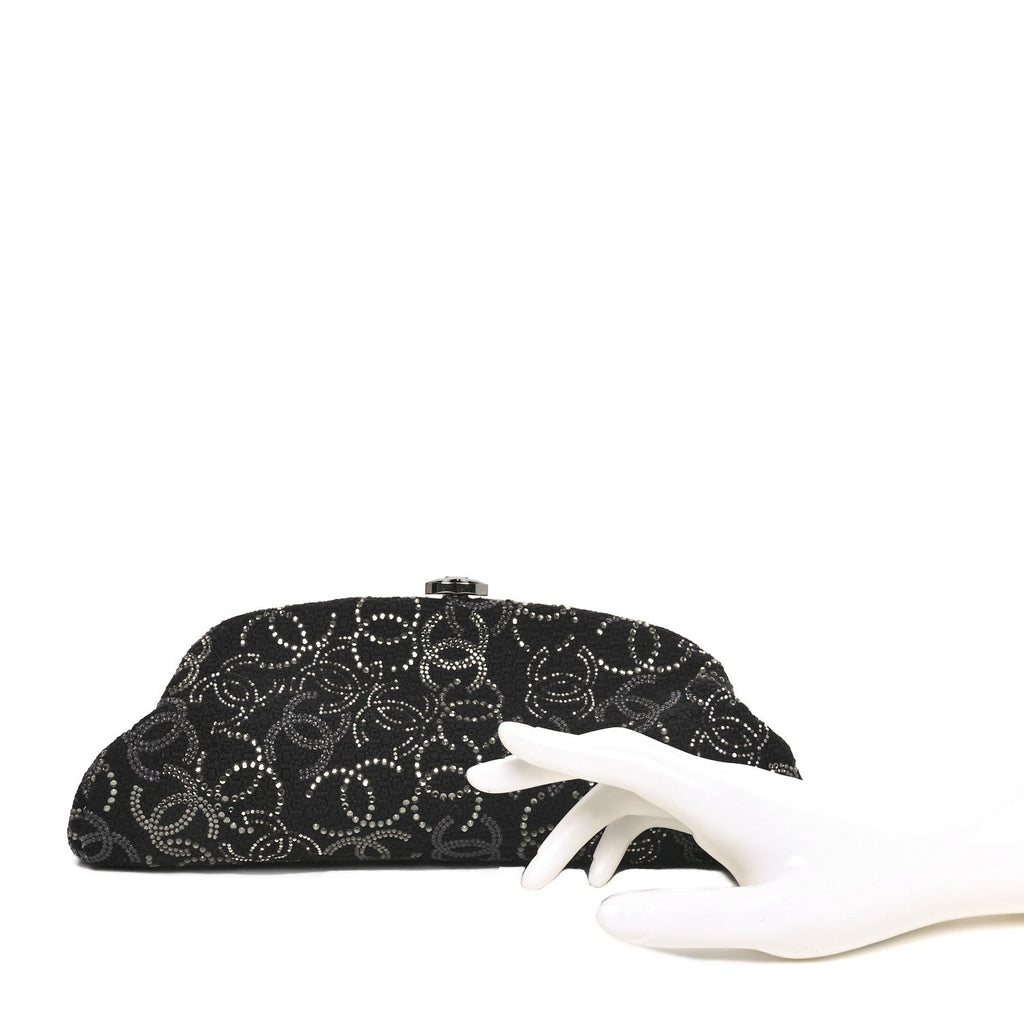 Tweed Strass Pudong Clutch Black