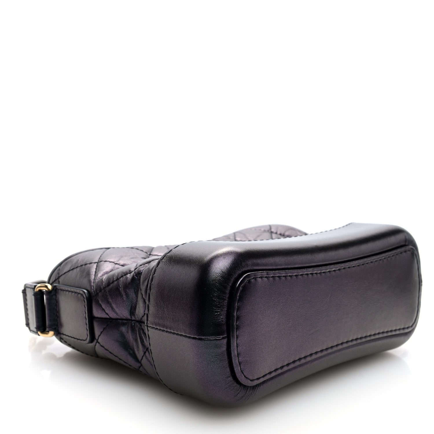 Iridescent Aged Calfskin Quilted Small Gabrielle Hobo Black