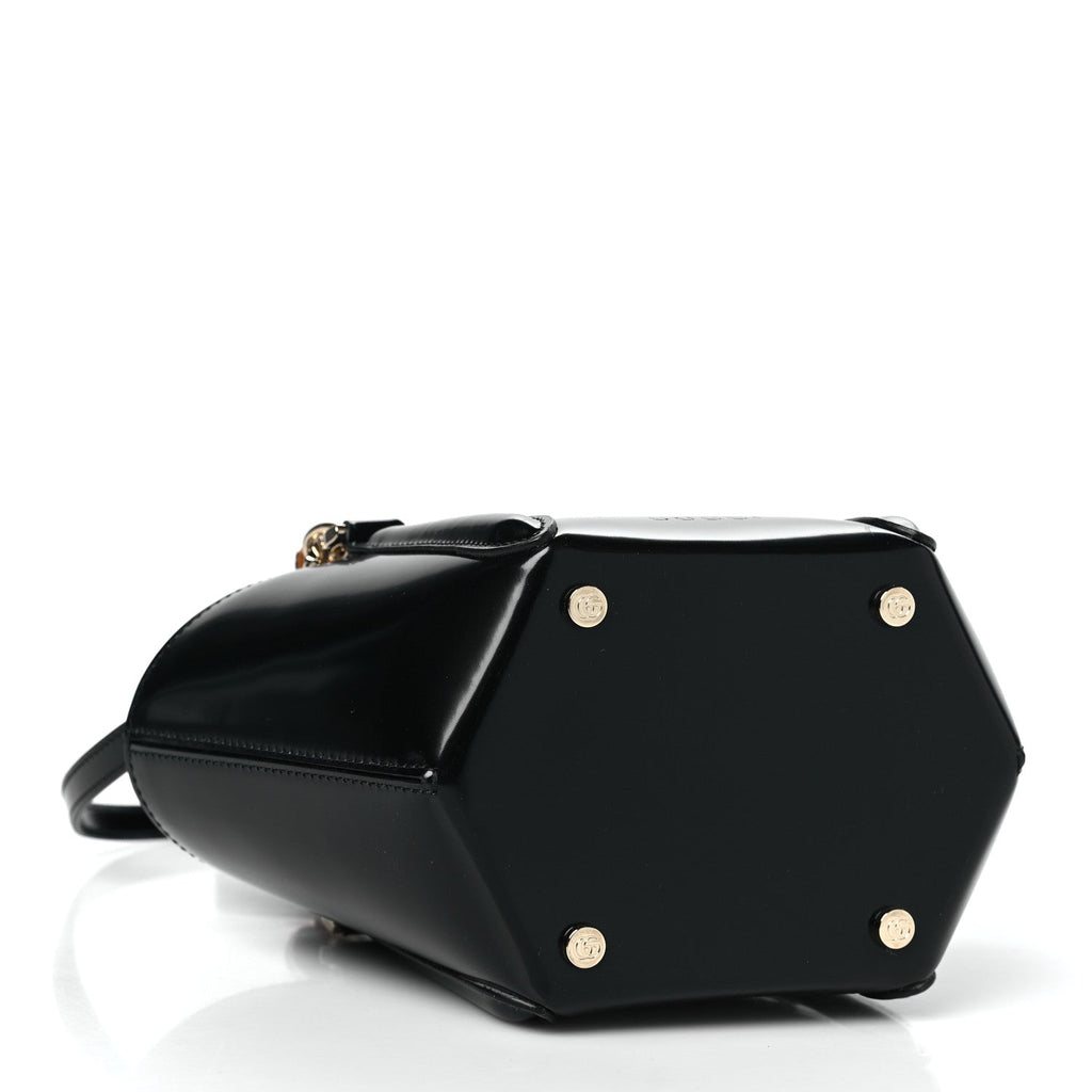 Patent Bamboo Basket Bag Black