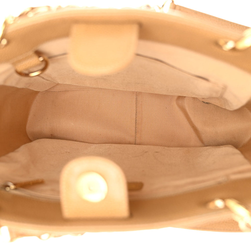 Caviar Quilted Petit Shopping Tote PST Dark Beige