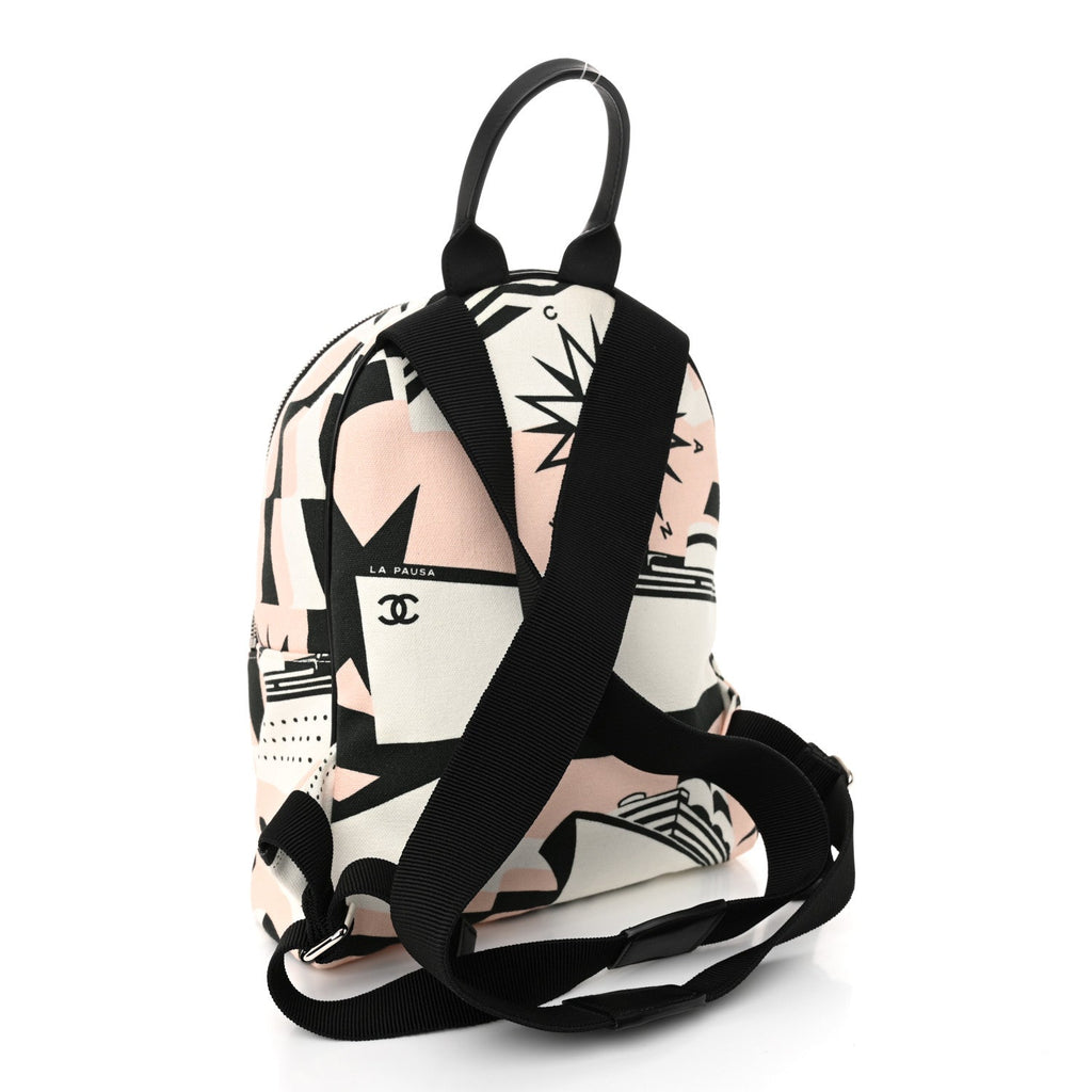 Canvas Cruise La Pausa Print Backpack Pink White Black