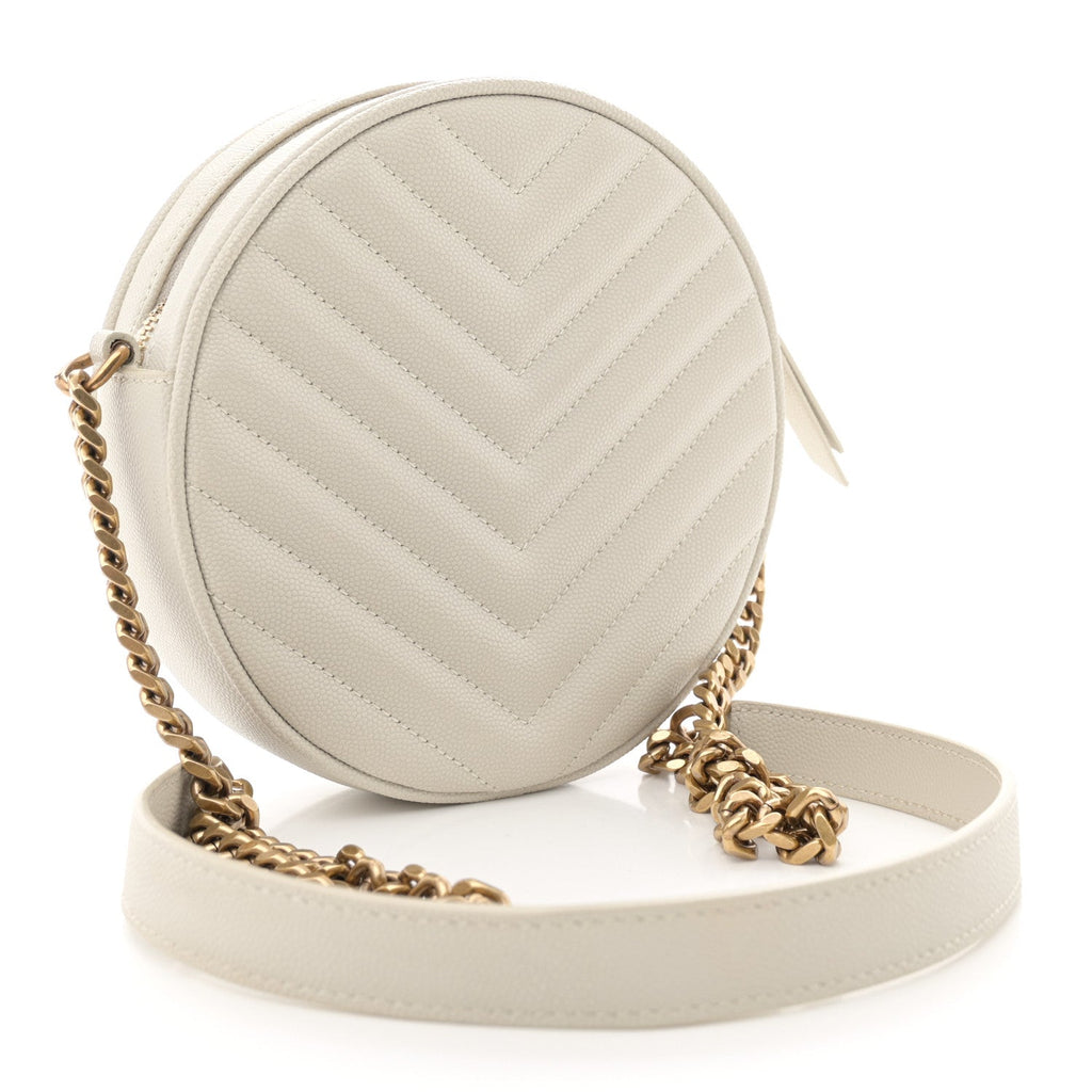 Grain De Poudre Matelasse Chevron Quilted Round Vinyle Camera Bag Crema Soft