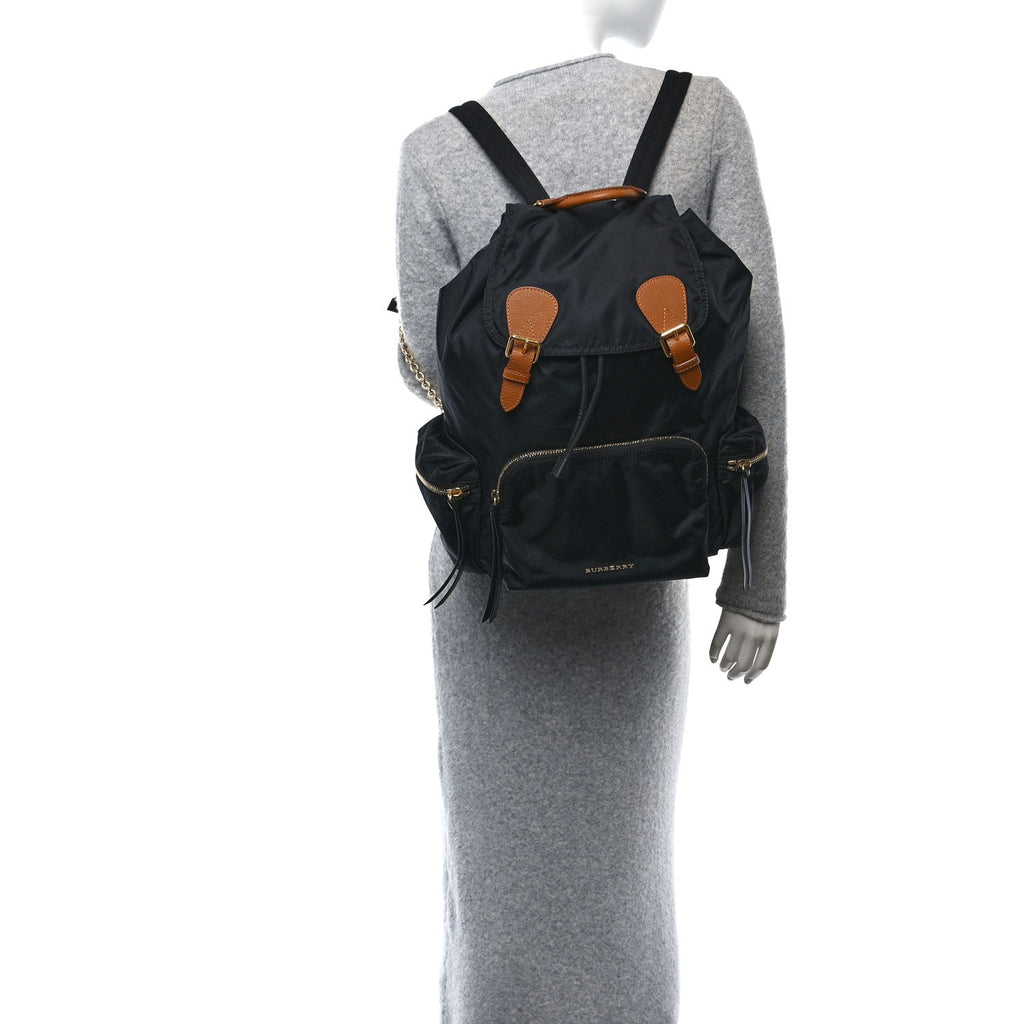 Nylon Large Rucksack Backpack Black