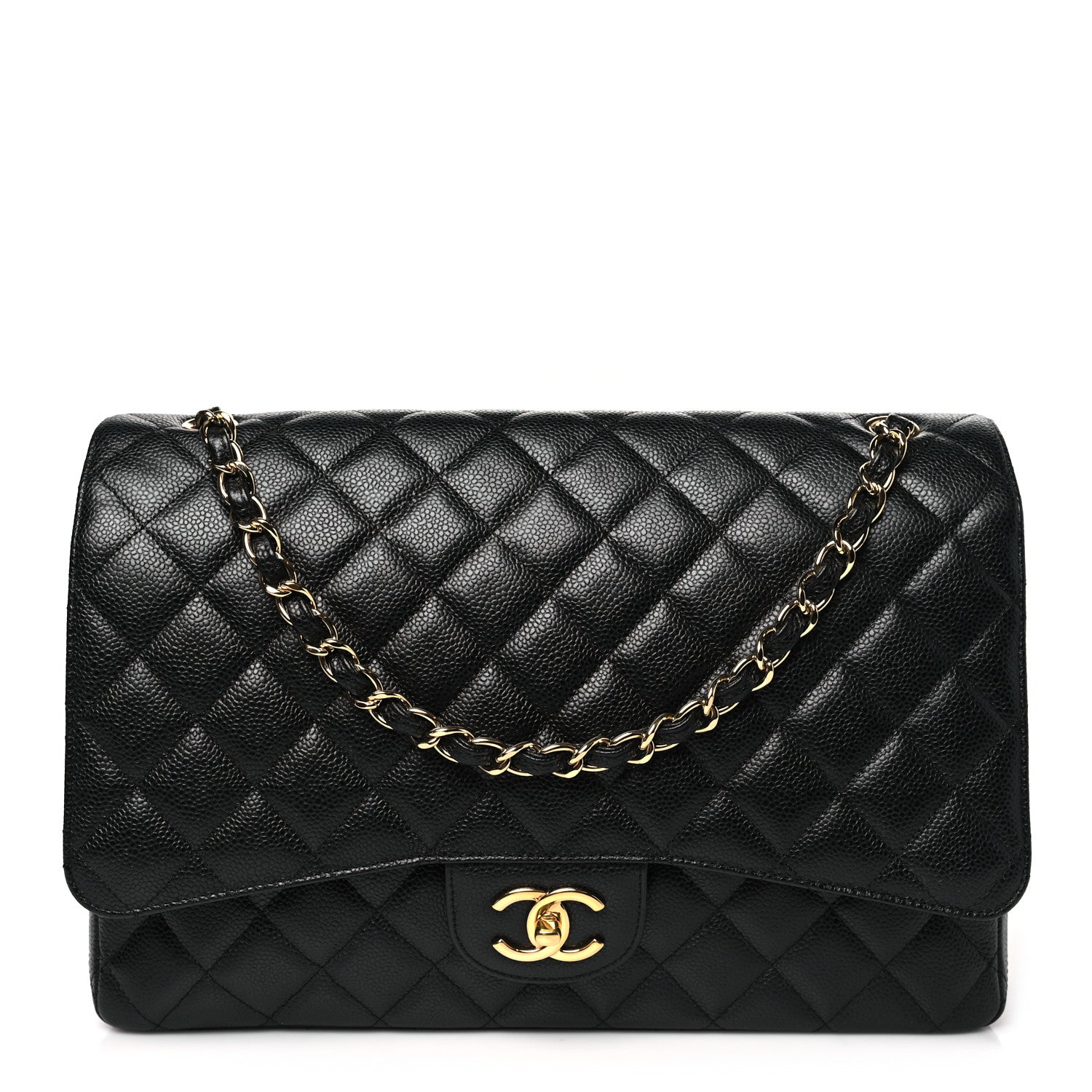 Caviar Quilted Maxi Double Flap Black