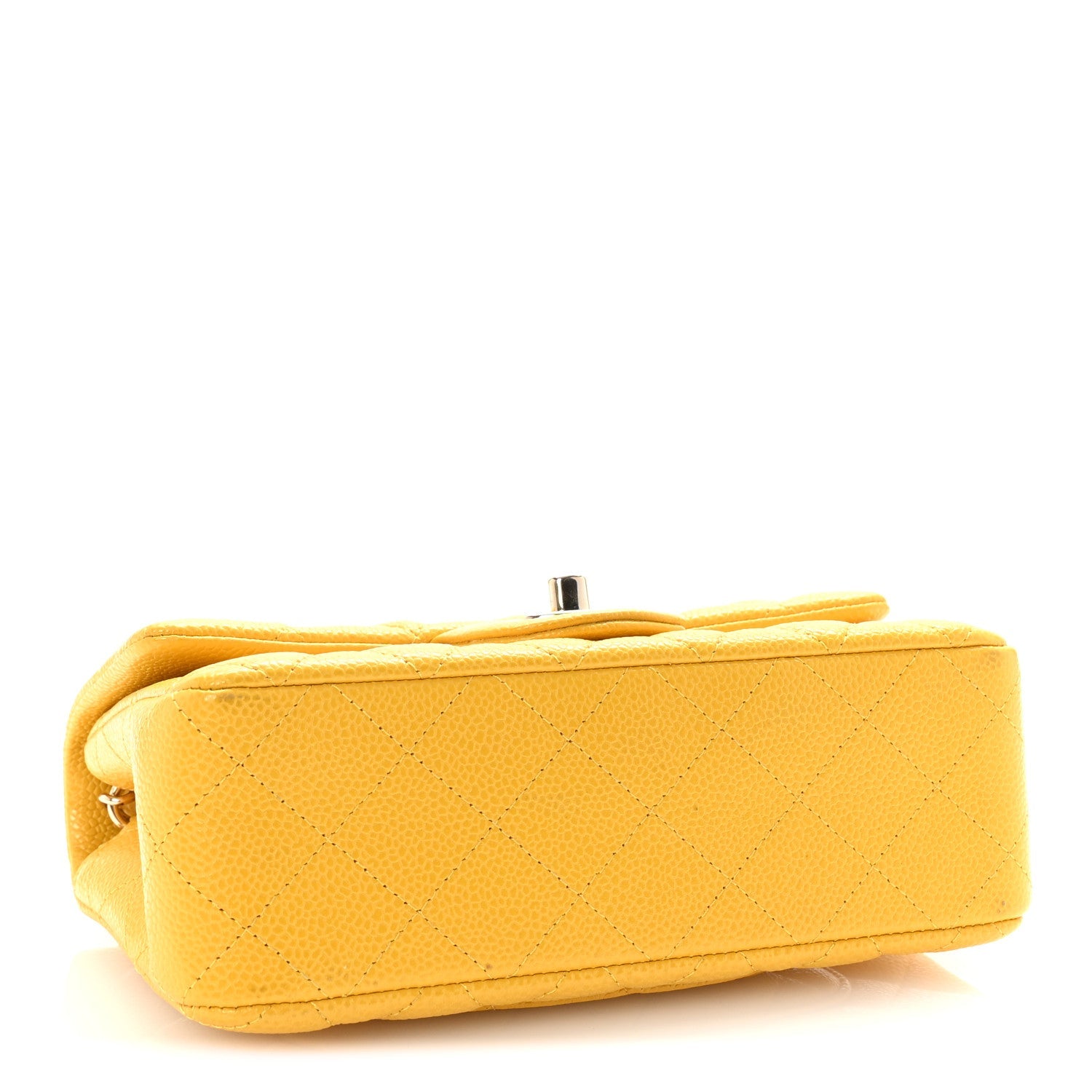 Caviar Quilted Mini Rectangular Flap Yellow