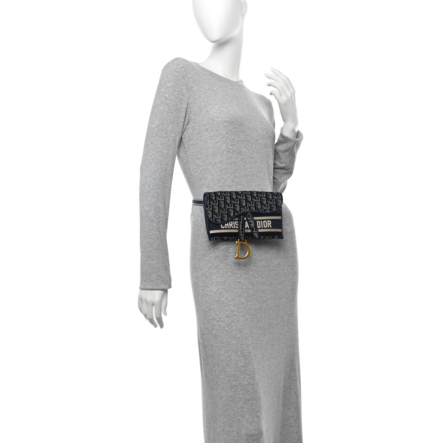 Velvet Oblique Saddle Belt Bag Blue