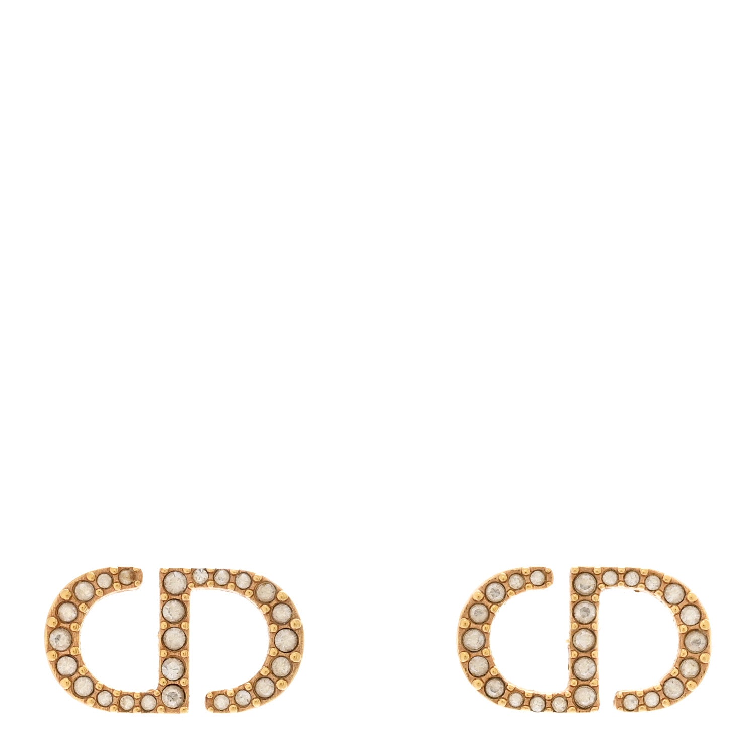 Crystal Petit CD Stud Earrings Gold