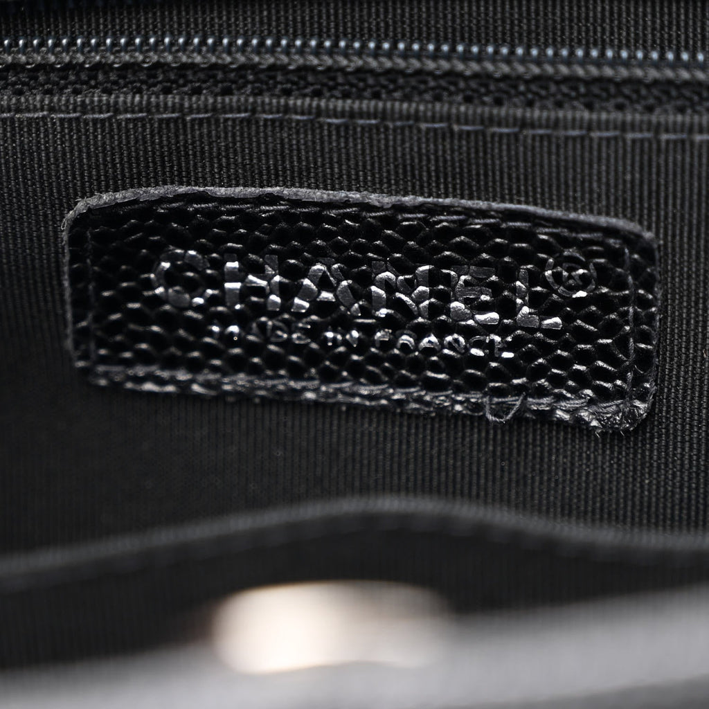 Caviar Quilted Small Shopping Tote Black