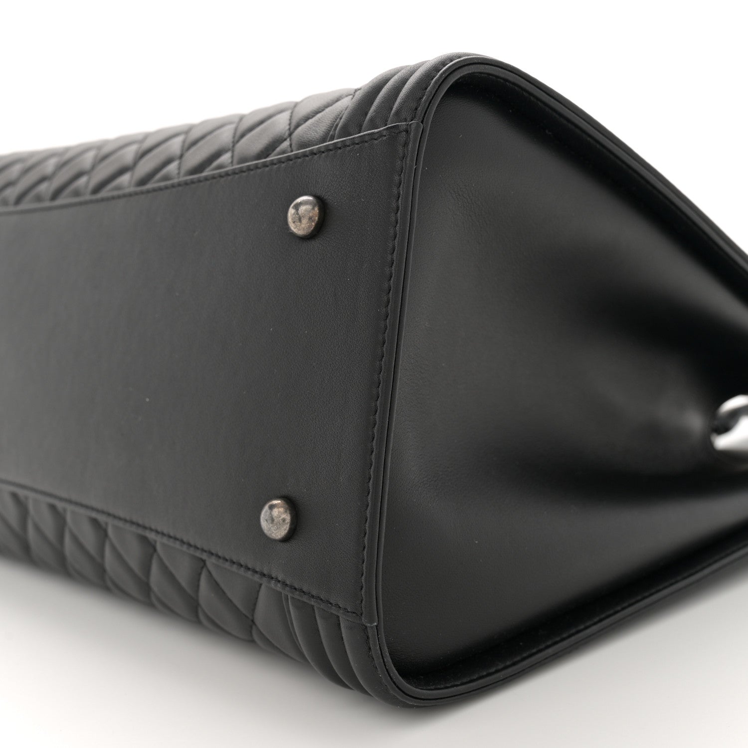 Calfskin Quilted Boy Shopping Tote Black