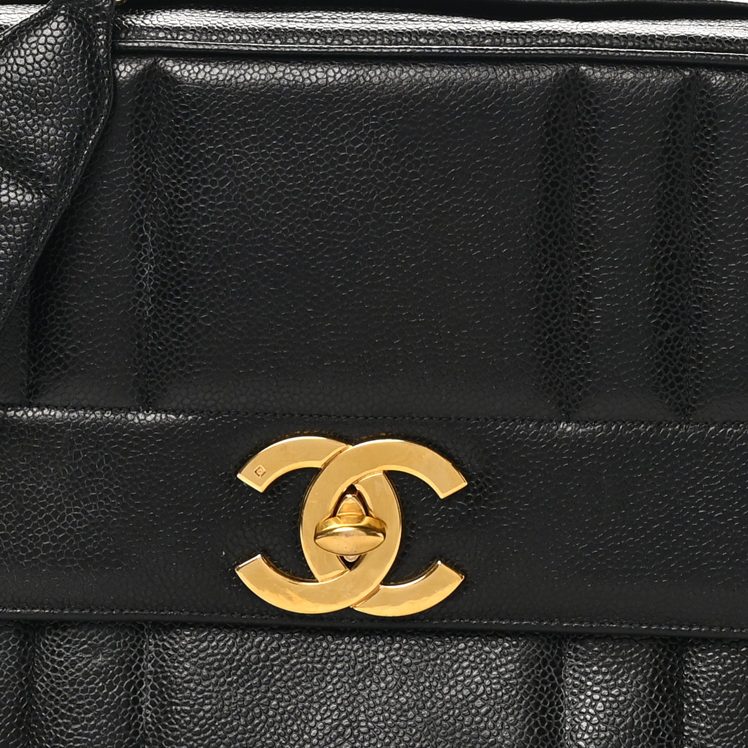 Caviar Vertical Quilted Flap Camera Bag Black