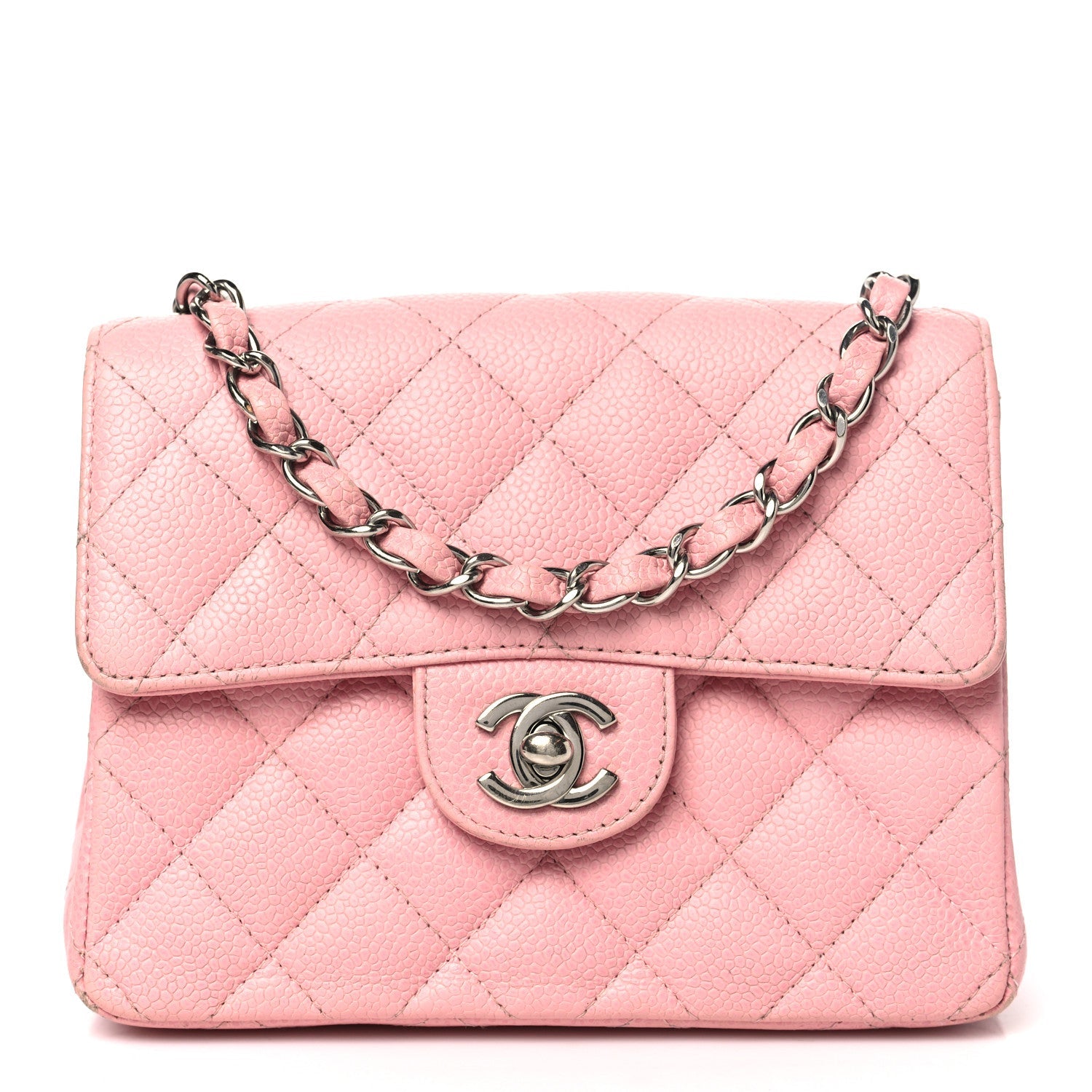 Caviar Quilted Mini Square Flap Pink