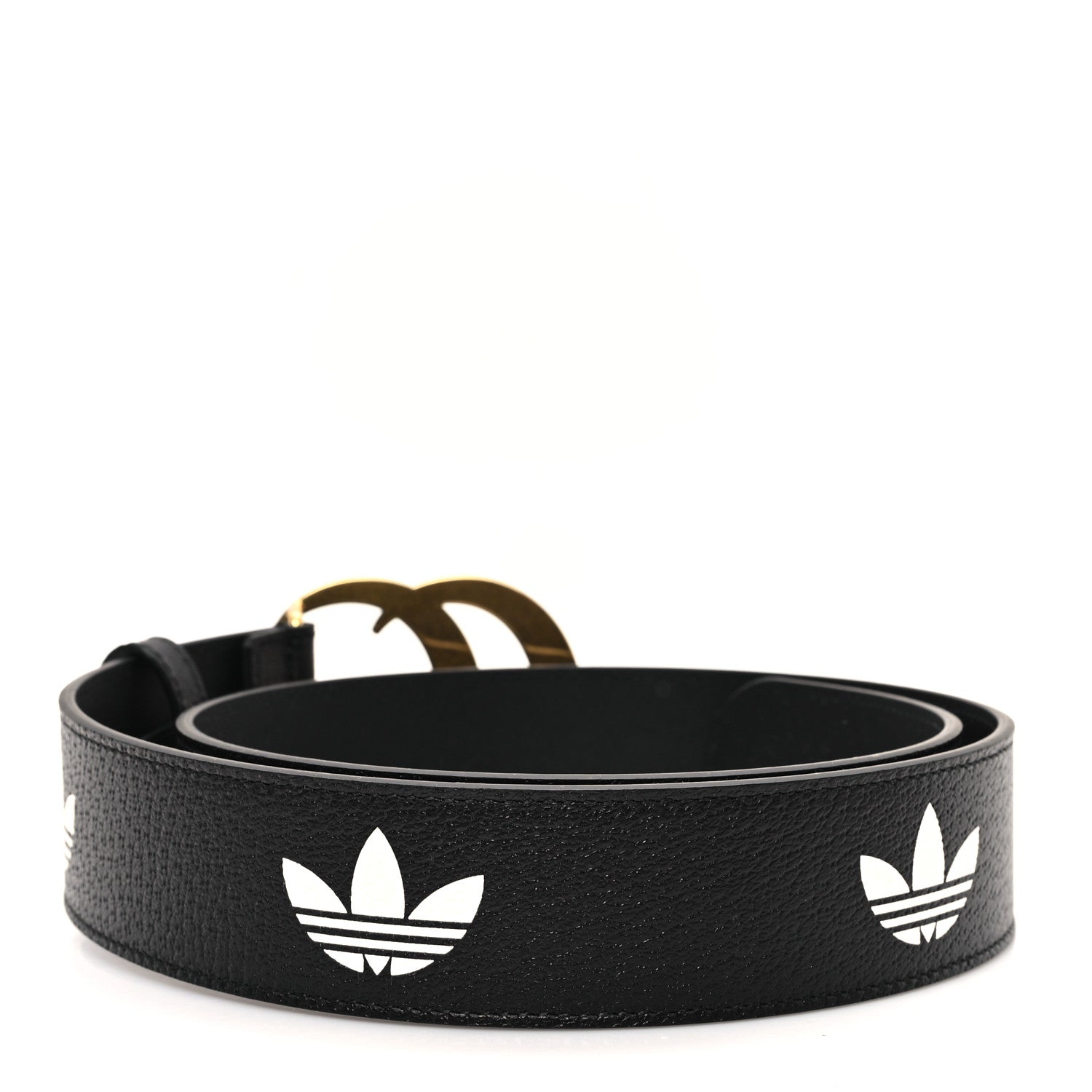 X ADIDAS Textured Dollar Calfskin Double G 40mm Belt 80 32 Black