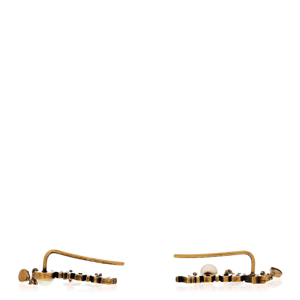 Pearl Crystal J'Adior Earrings Aged Gold