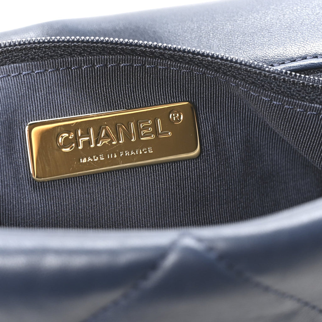 Lambskin Quilted Large Chanel 19 Flap Dark Blue