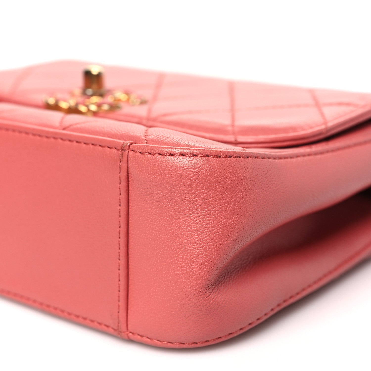 Lambskin Quilted Small Chain Infinity Top Handle Flap Pink
