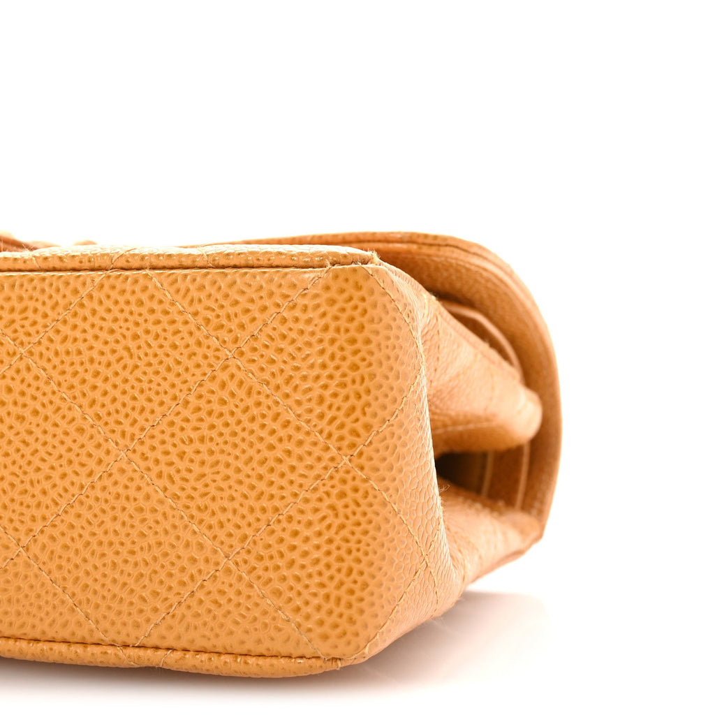Caviar Quilted Small Double Flap Yellow