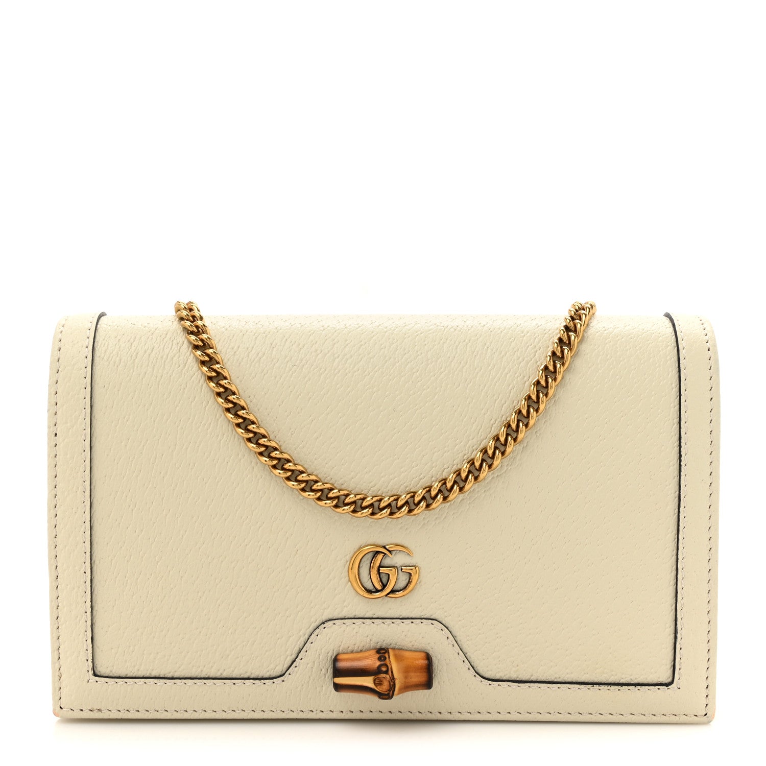 Textured Dollar Calfskin Mini Diana Chain Bag White