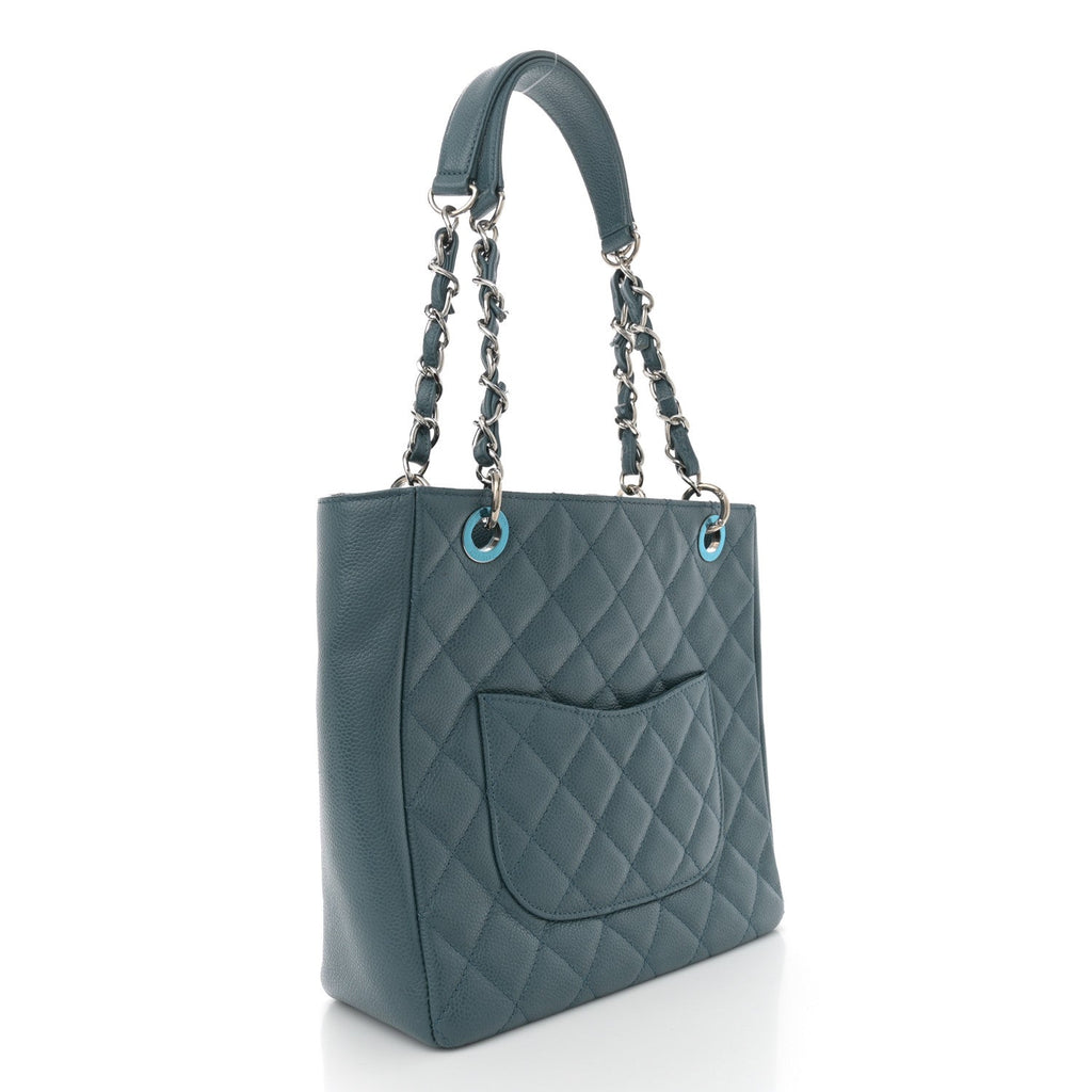 Caviar Quilted Petit Shopping Tote PST Blue