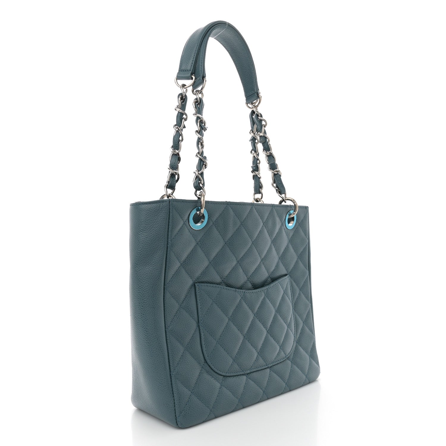 Caviar Quilted Petit Shopping Tote PST Blue