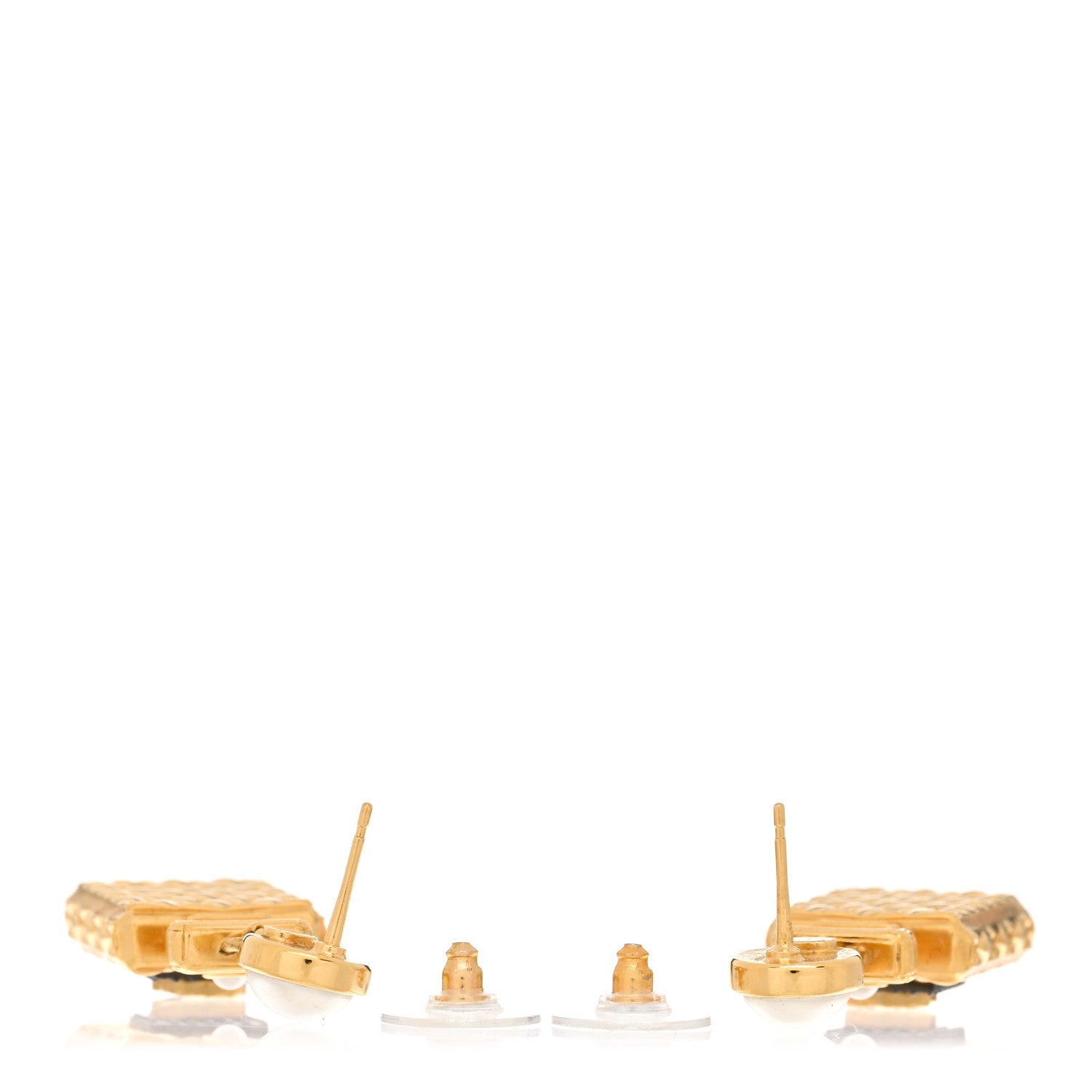 Crystal Pearl CC Perfume Bottle Drop Earrings Gold