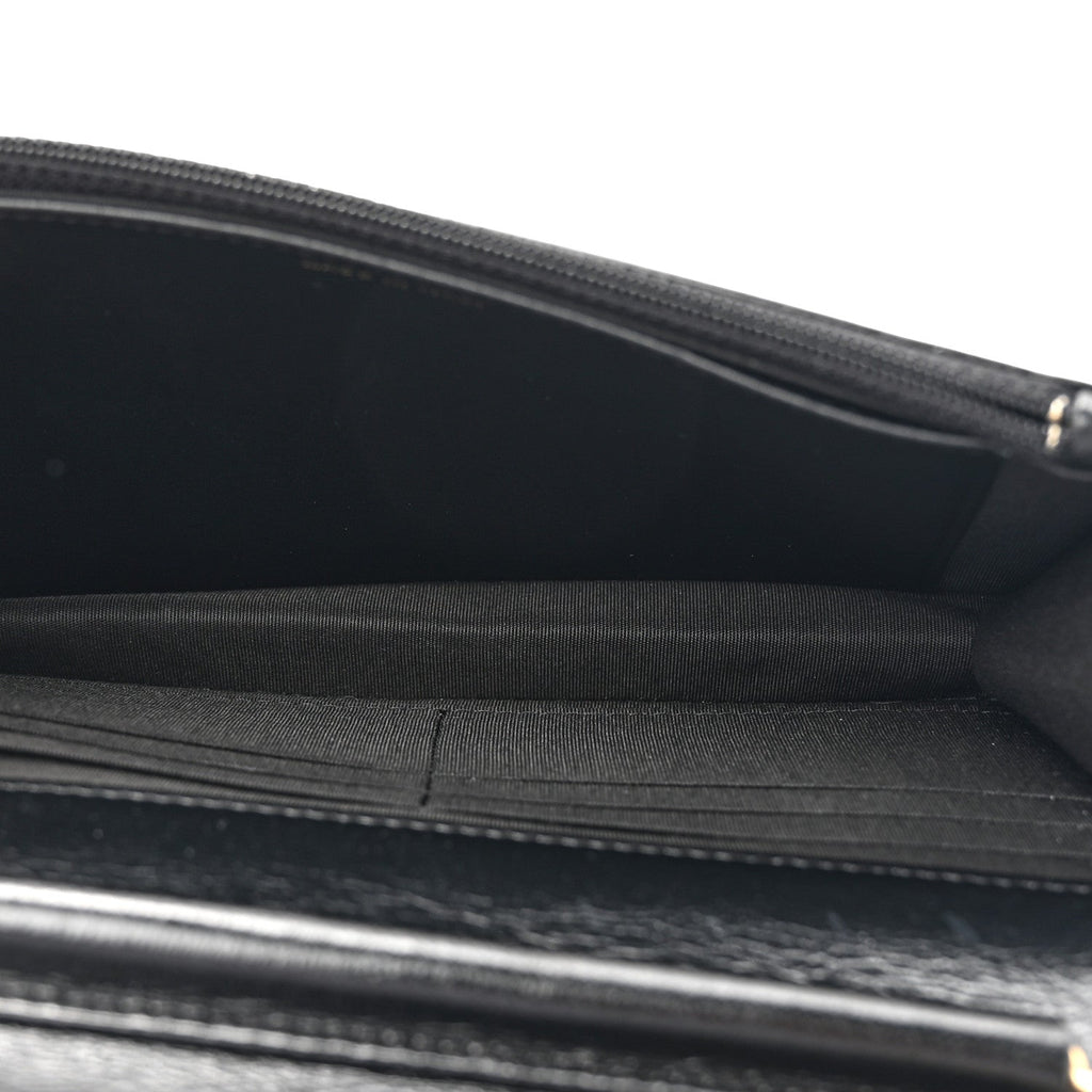 Goatskin Stitched Golden CC Wallet on Chain WOC Black