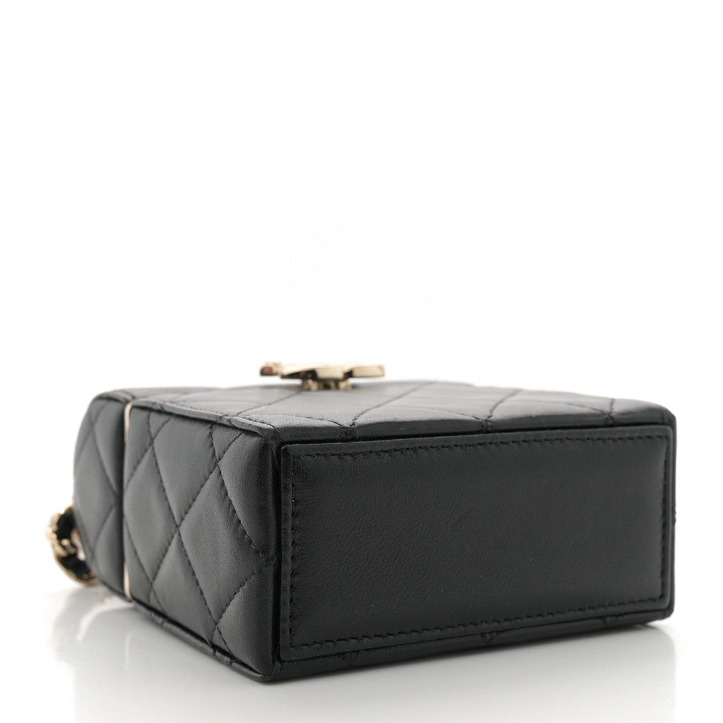 Lambskin Quilted Small Box With Chain Black