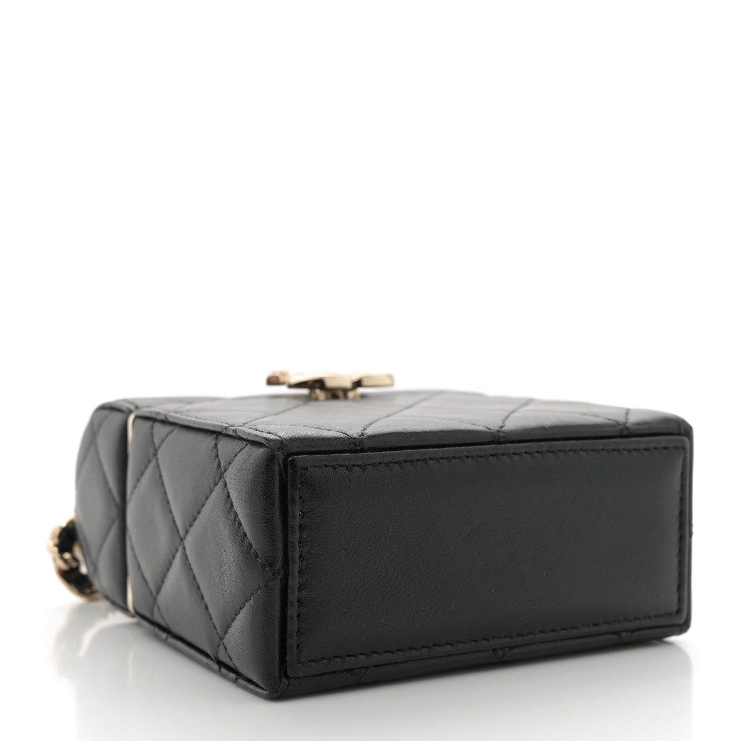 Lambskin Quilted Small Box With Chain Black