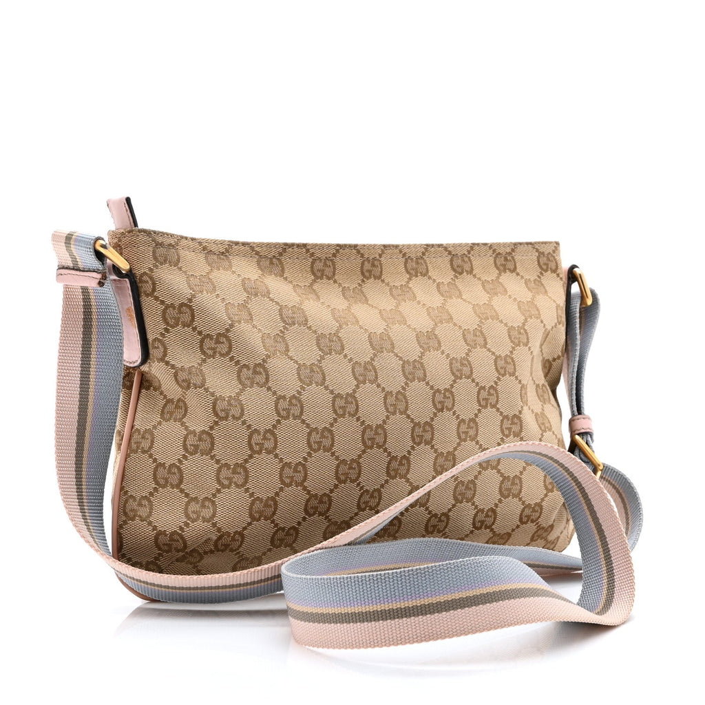 Monogram Web Small Flat Messenger Crossbody Pink Blue