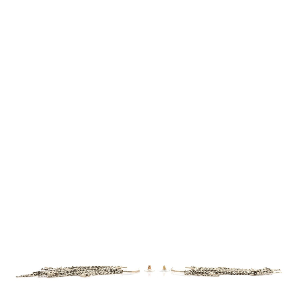 CC Chain Fringe Hoop Earrings Gold