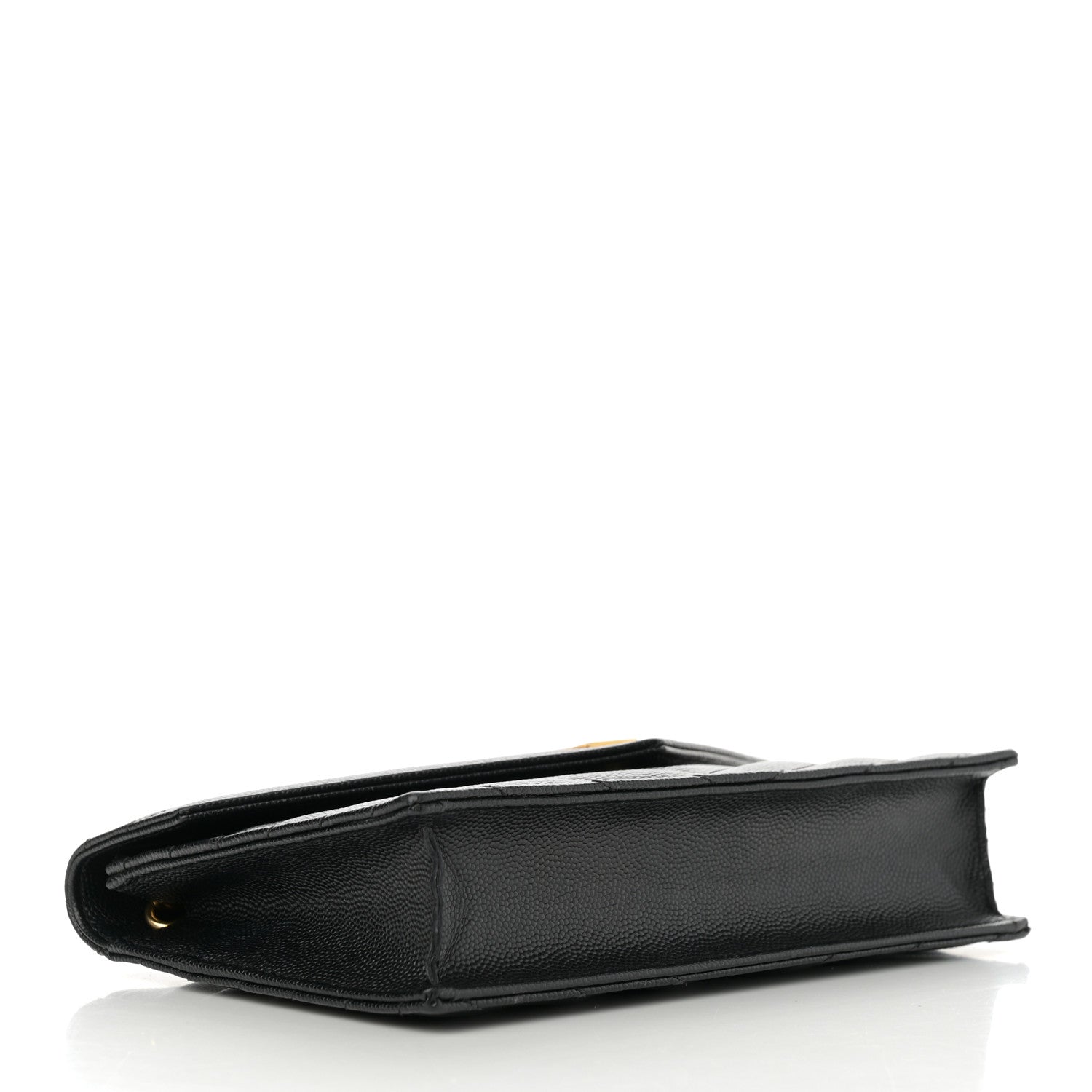 Grain De Poudre Matelasse Chevron Monogram Envelope Chain Wallet Black