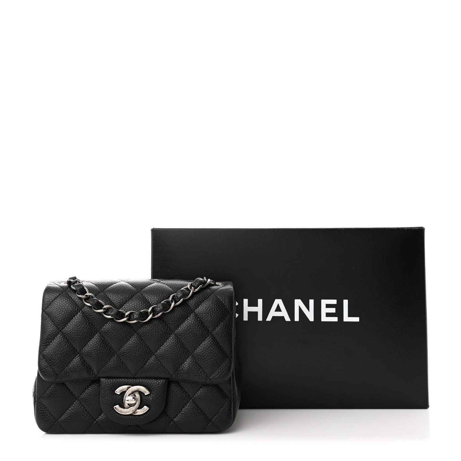 Caviar Quilted Mini Square Flap Black