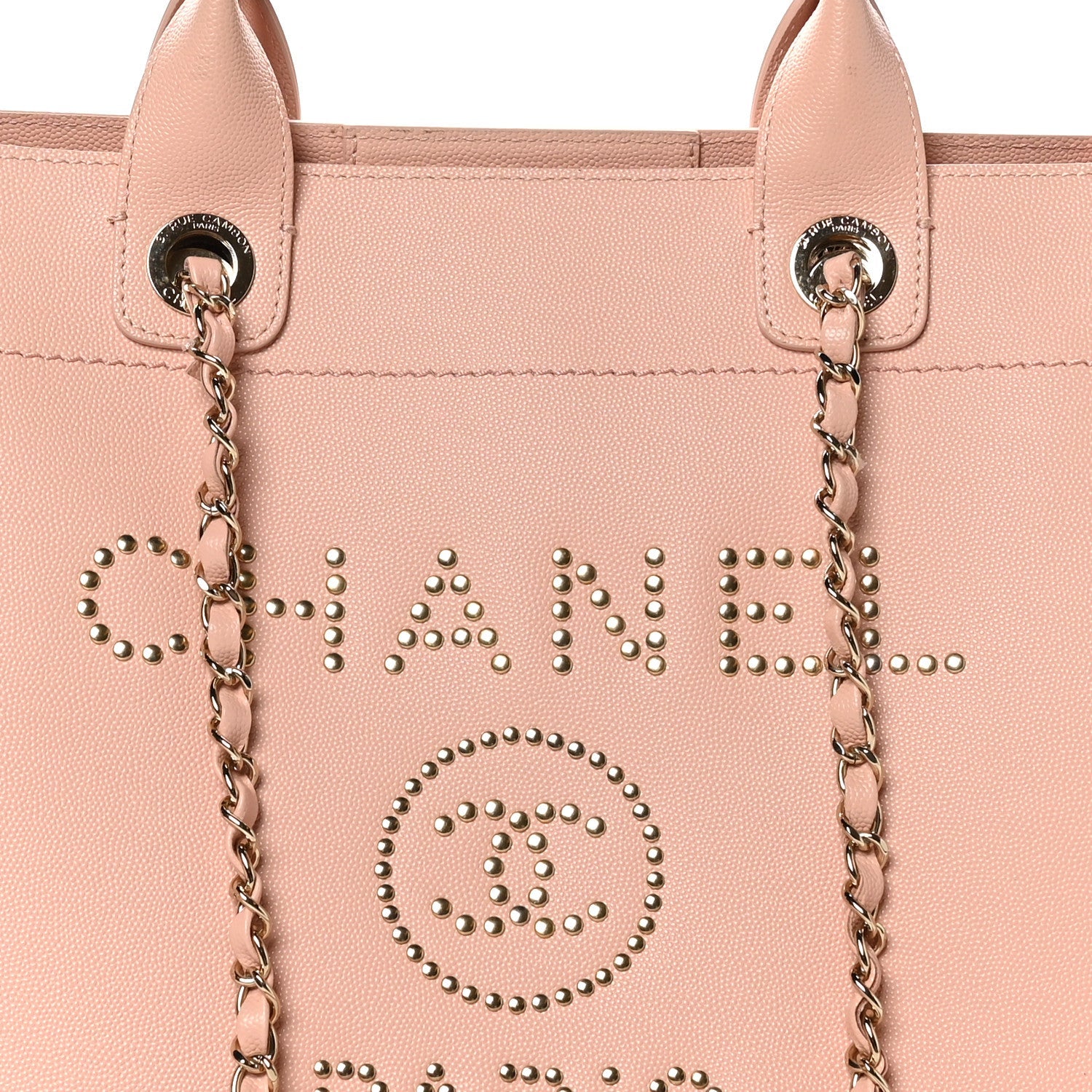 Caviar Small Studded Deauville Tote Light Pink