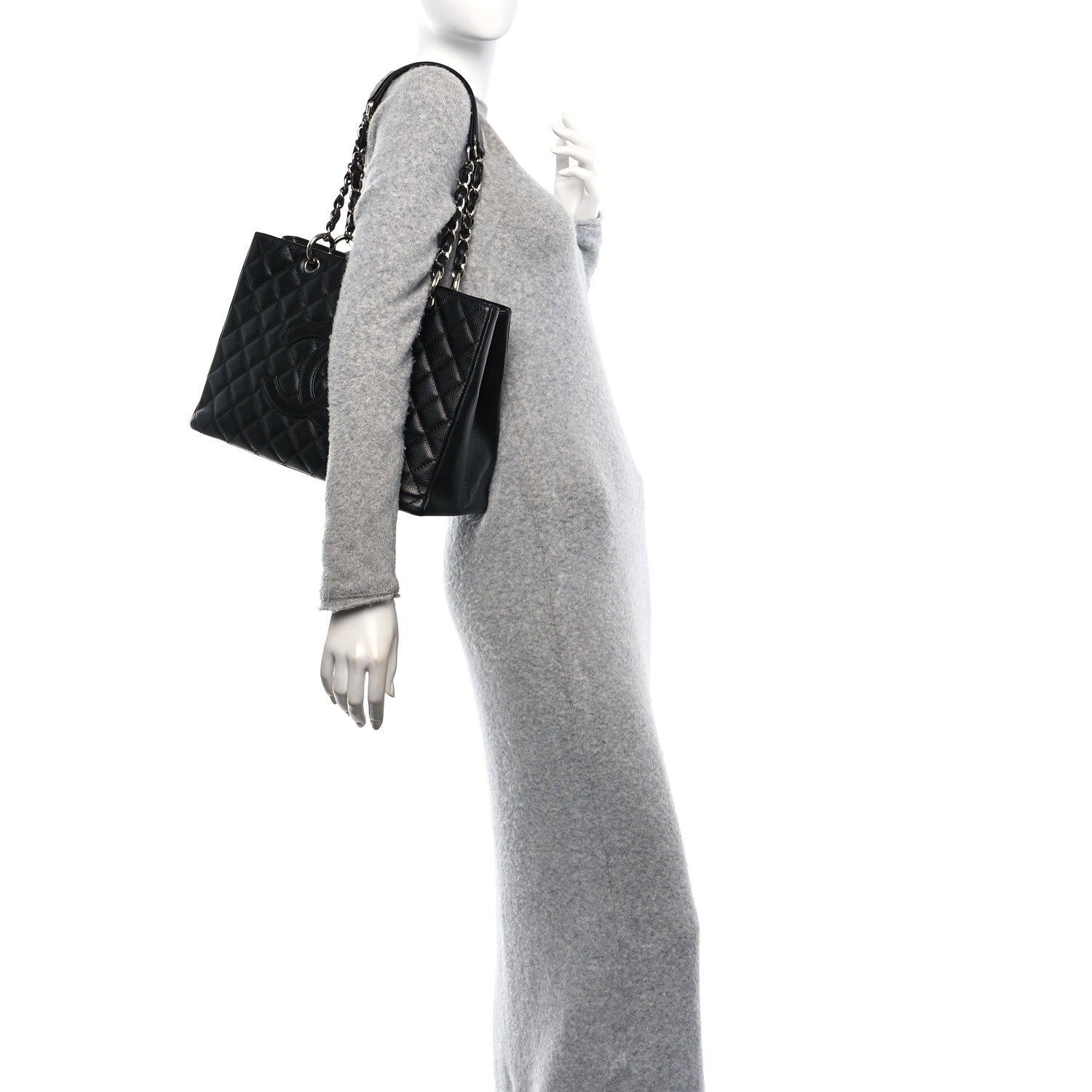 Caviar Quilted Grand Shopping Tote GST Black