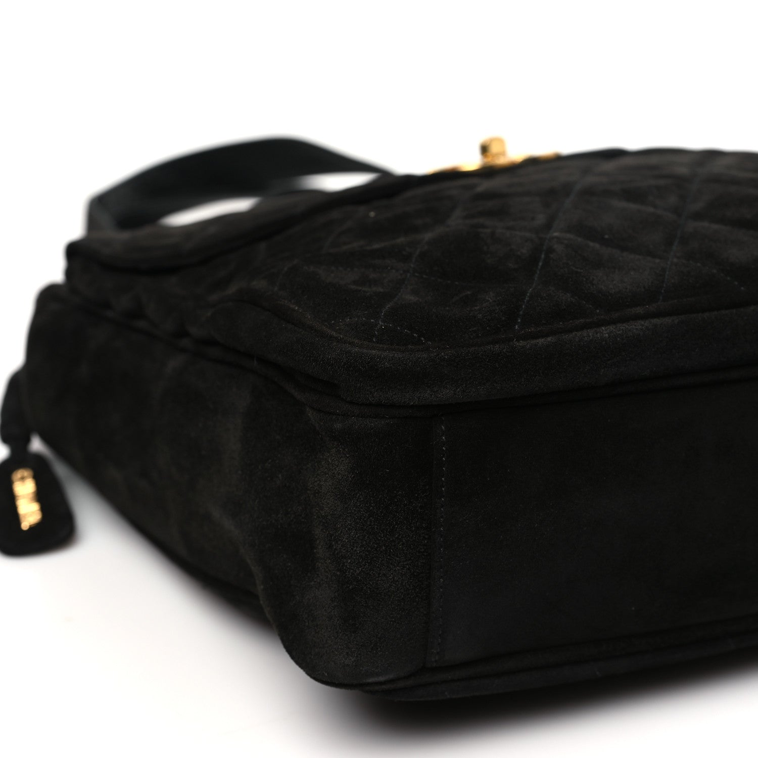 Suede Quilted CC Shopping Tote Black