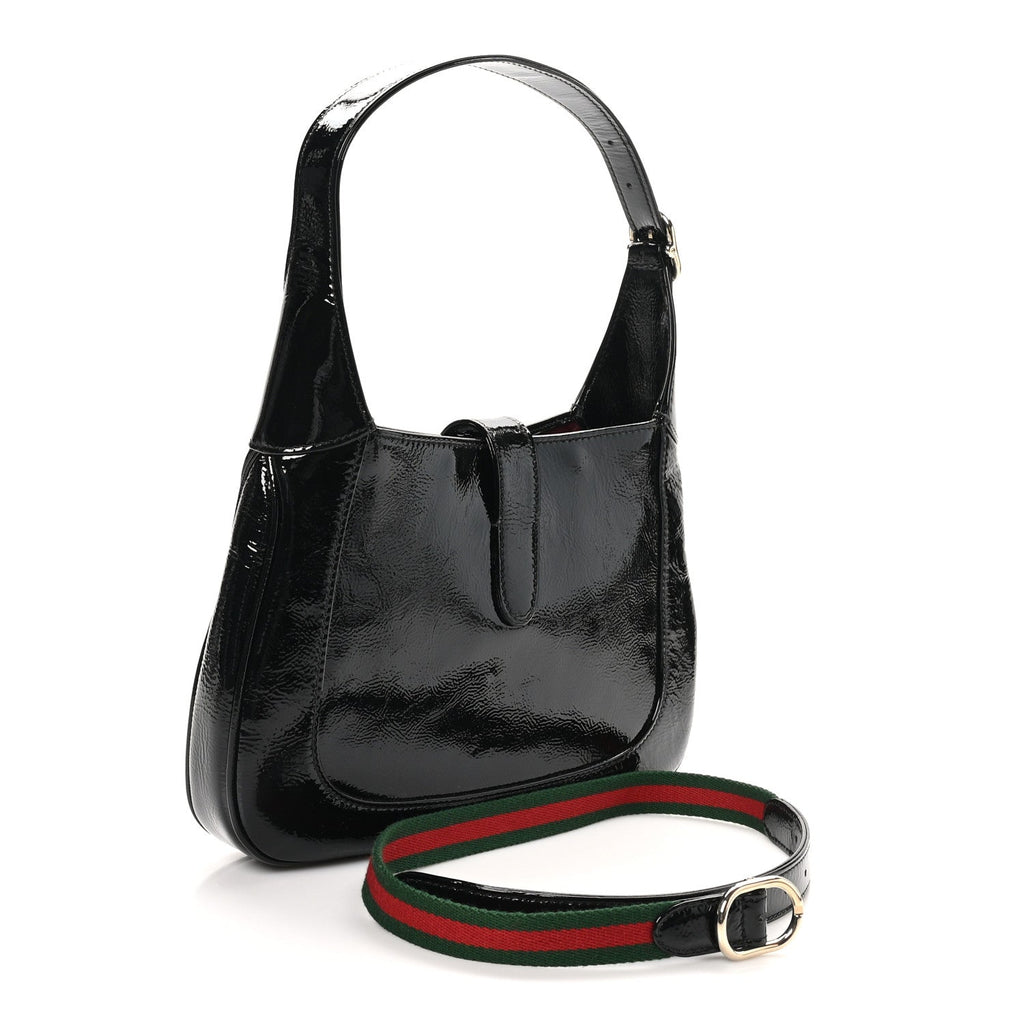 Patent Calfskin Small Jackie Shoulder Bag Black