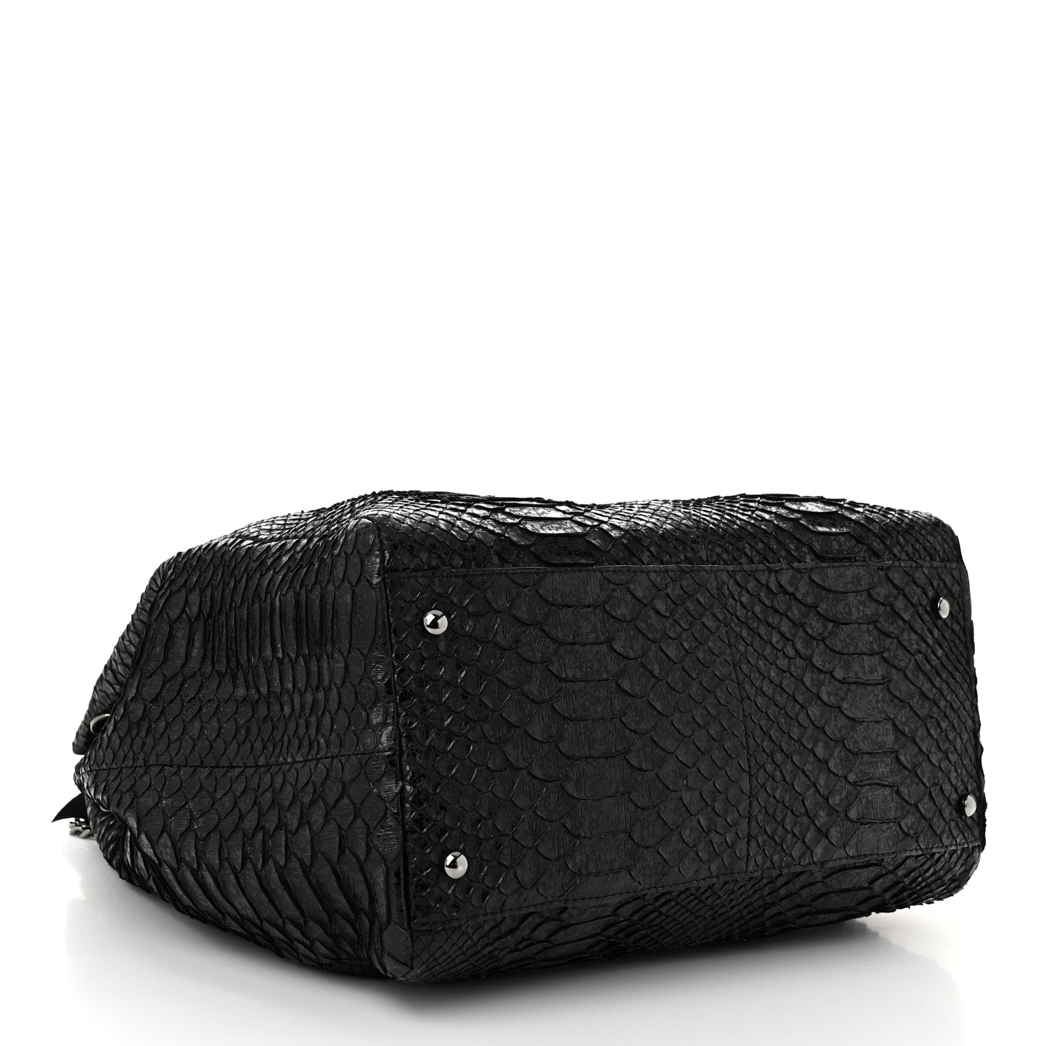 Snakeskin Accordion Tote Black