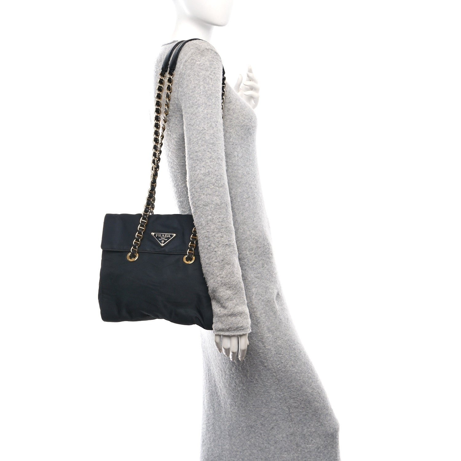 Tessuto Nylon Catena Shoulder Bag Black