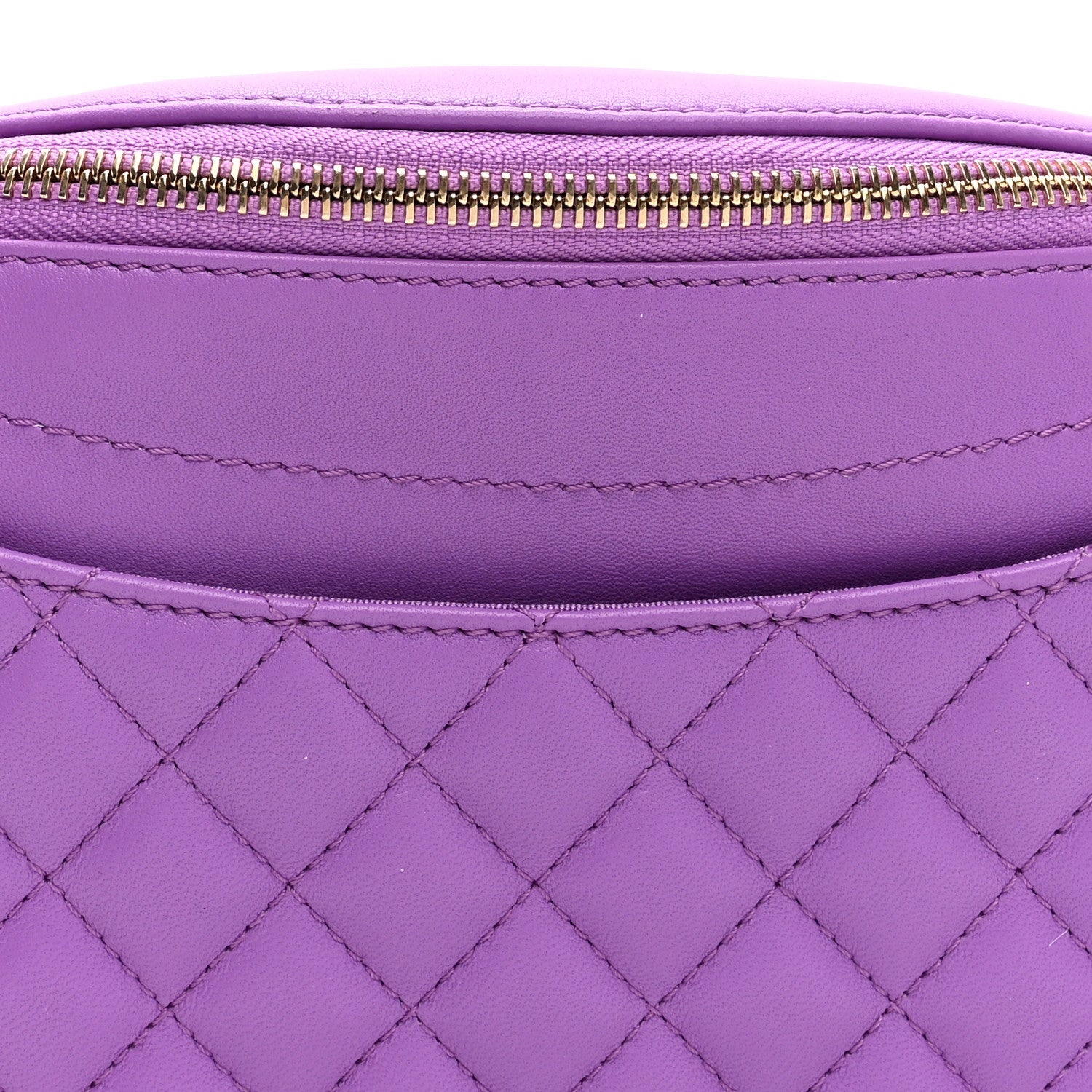 Lambskin Quilted Waist Belt Bag Purple