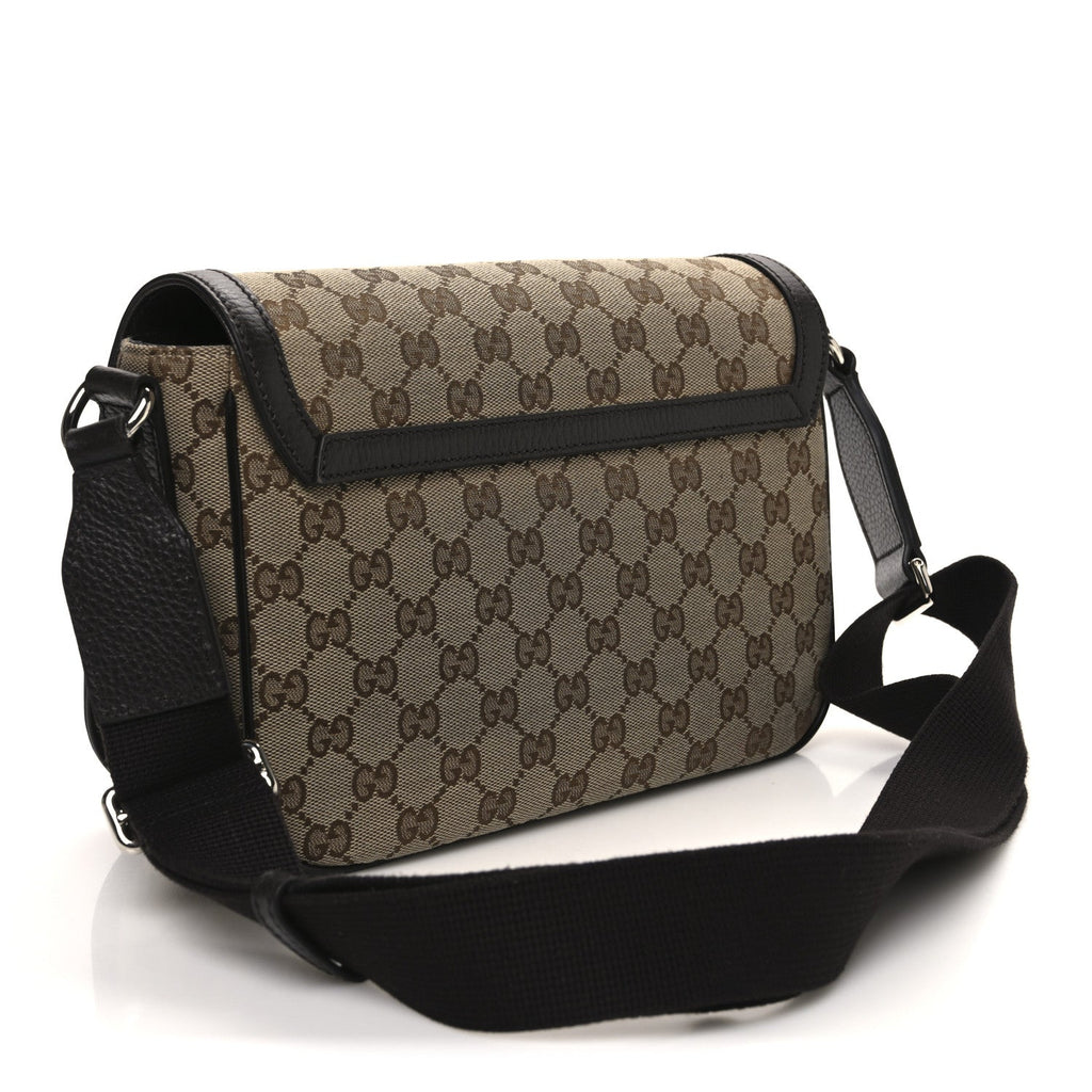 Monogram Flap Messenger Bag Beige Dark Brown