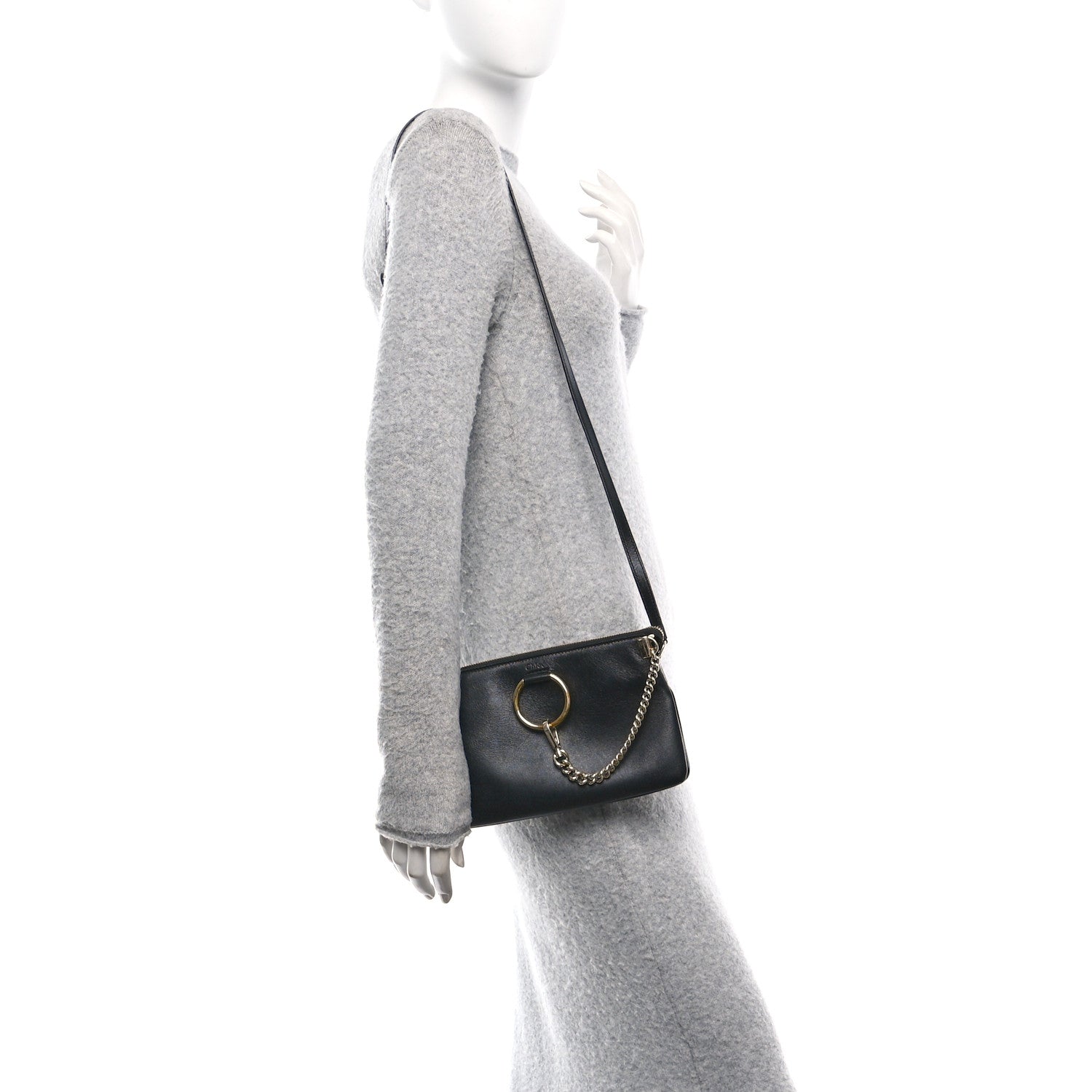 Supple Lambskin Small Faye Soft Zippered Shoulder Bag Black