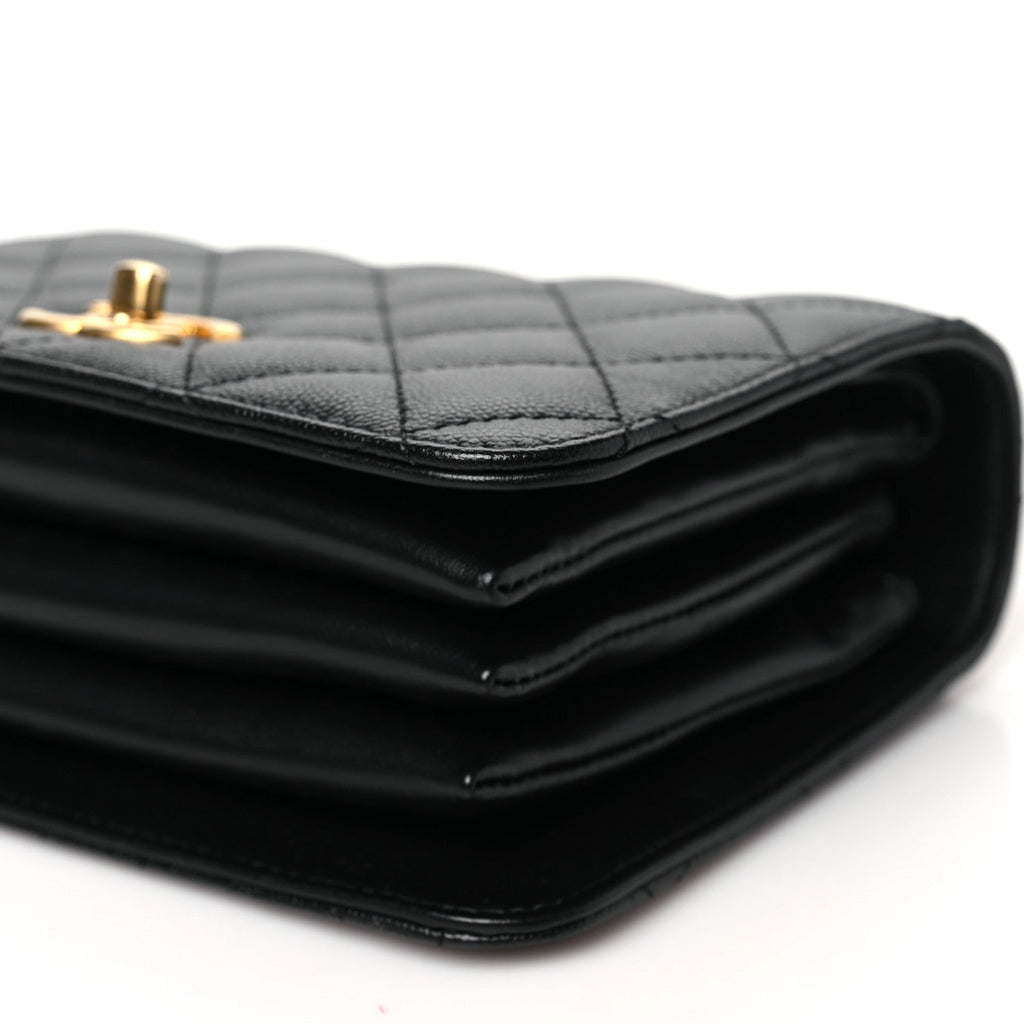 Caviar Quilted Mini Top Handle Flap Black