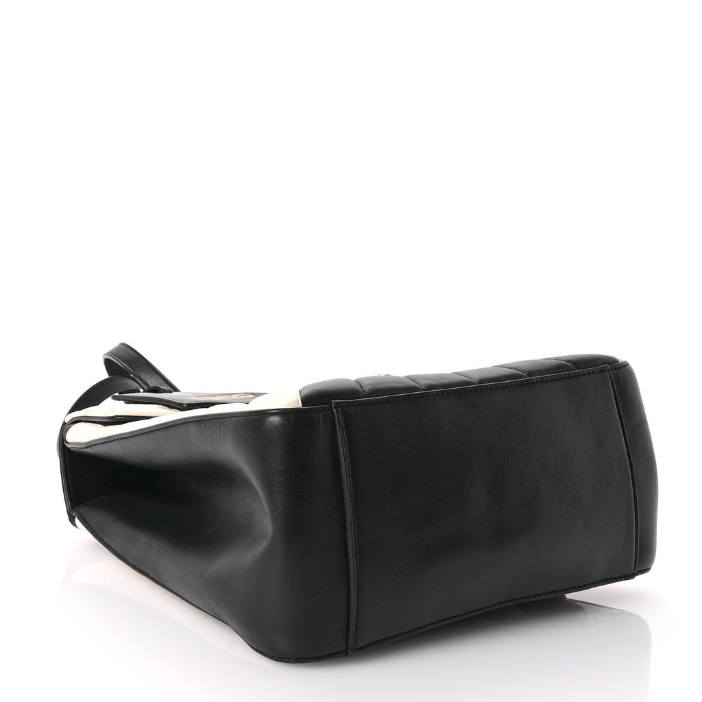 Calfskin Bamboo Trapuntata Queen Margaret Backpack Mystic White Black