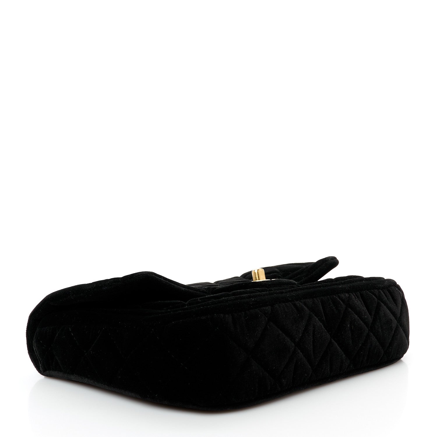 Velvet Quilted Double Frame Flap Black