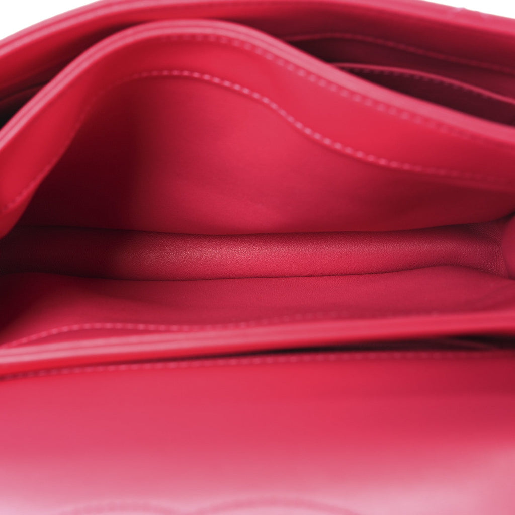 Lambskin Quilted Small Trendy CC Flap Dual Handle Bag Dark Pink