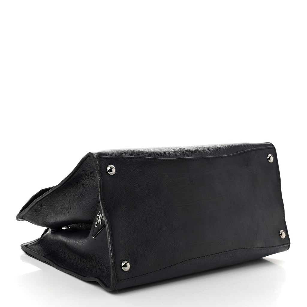 Glace Calfskin Sound Tote Bag Blue
