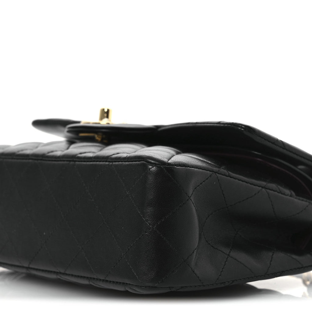 Lambskin Quilted Small Double Flap Black