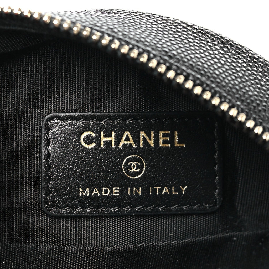 Caviar Quilted Round Filigree Crossbody Black